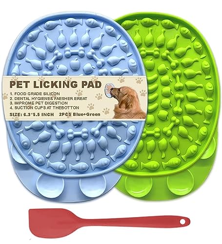Evelure 2pcs Esterilla de lamer de silicona, perfecta como distracción para el baño del perro, herramienta de aseo, super ventosas, solo agregue mantequilla de maní (2 x Oval)
