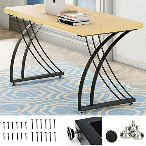 HEONITURE Table Legs 28inch Metal Desk Legs Coffee Table Legs Set of 2, Industrial Curved Shape Heavy Duty Dining Furniture Leg, Modern Iron Bar Bench Legs Table Base(28”H 23.7”W, 2 PCS)