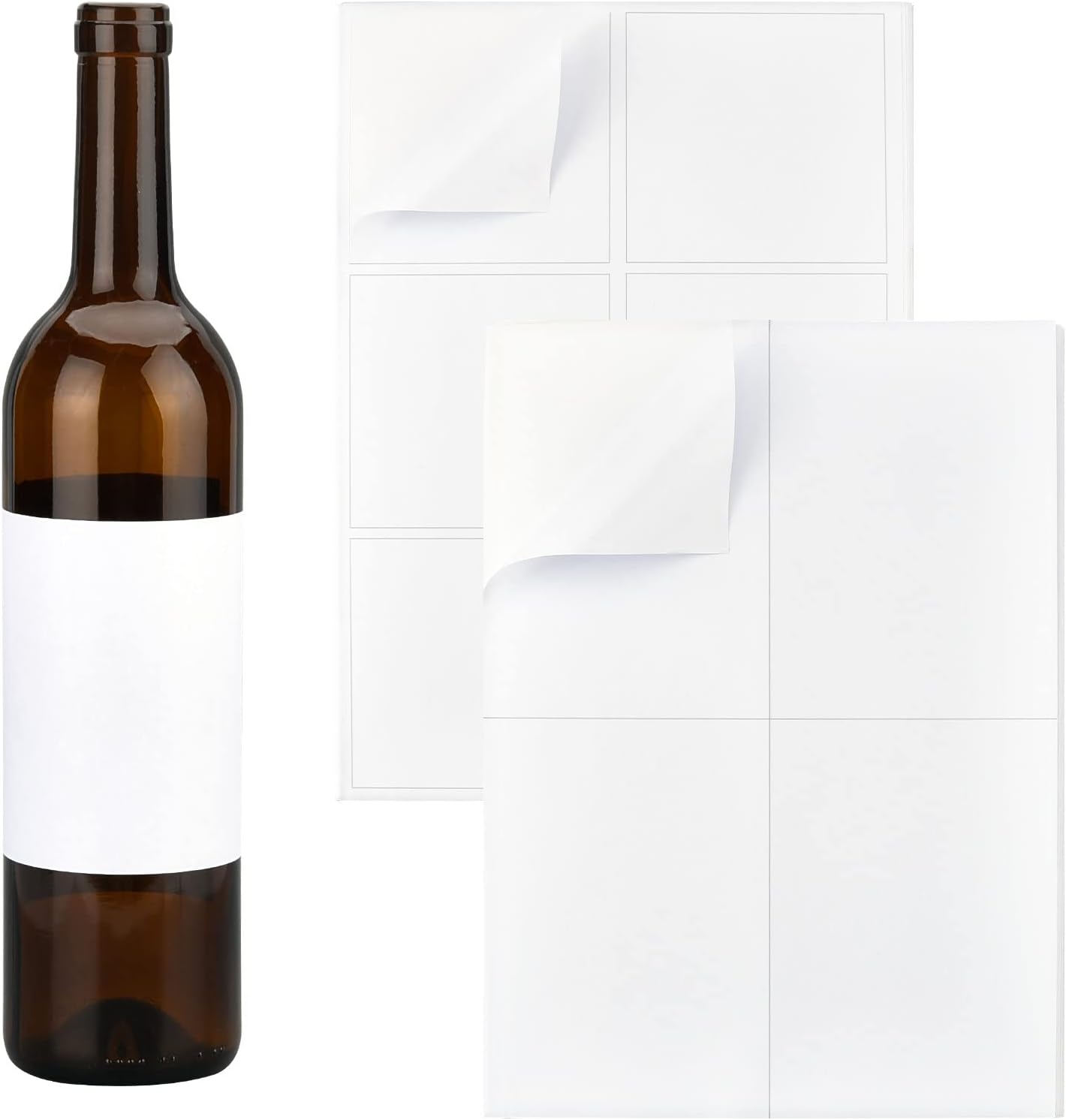 – 100pcs 2 Sizes Wine Bottle Labels Printable Blank Bottle Labels for Wine Bottles Adhesive Wine Stickers All Purpose Lables for DIY Wedding Cocktail Party 3.7x3.6/5.8x4.1 inch