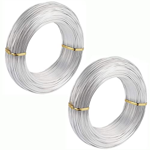 KuTi Kai Fil de bricolage en aluminium - 10 m - Plaqué argent - Fil souple pour la fabrication de bijoux, la sculpture, le modélisme et les travaux manuels (2 rouleaux de 1 mm, argenté) Cover