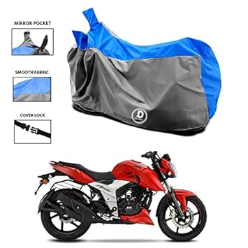 DUFFEL -Two Wheeler Cover for TVS Apache RTR 160 4V BS6 Cover Water Resistance Dustproof UV Protection Indor Outdor and Parking Comfertable with All Varients Full Body Protection (Grey Blue Color)