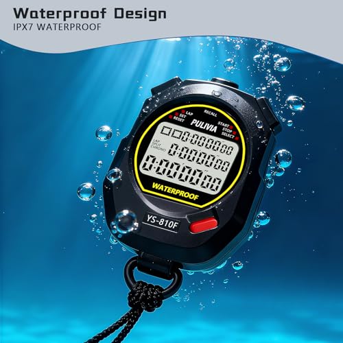 Image of Stopwatch Timer Multi Splits /Laps Digital Stop Watch for Sports, Countdown Alarm Clock Date Memory-Recall, Stopwatch for Coaches PE-Teacher Referee (Black, 10 Splits /laps Waterproof)