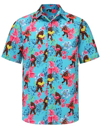 Mens Hawaiian Shirts and Shorts Set 2 Pieces Beach Outfits Summer Vacation Tropical Suit with Bucket Hats3