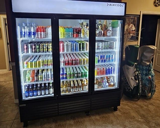 Nafcoool 71” Wide Commercial Beverage Refrigerator Display Fridge, Three Glass Door Merchandiser Drink Cooler With LED Light 9 Adjustable Shelves,Etl Sanitation,63.5 Cu Ft,Black,Wheels Included on Fridge.com - View 4
