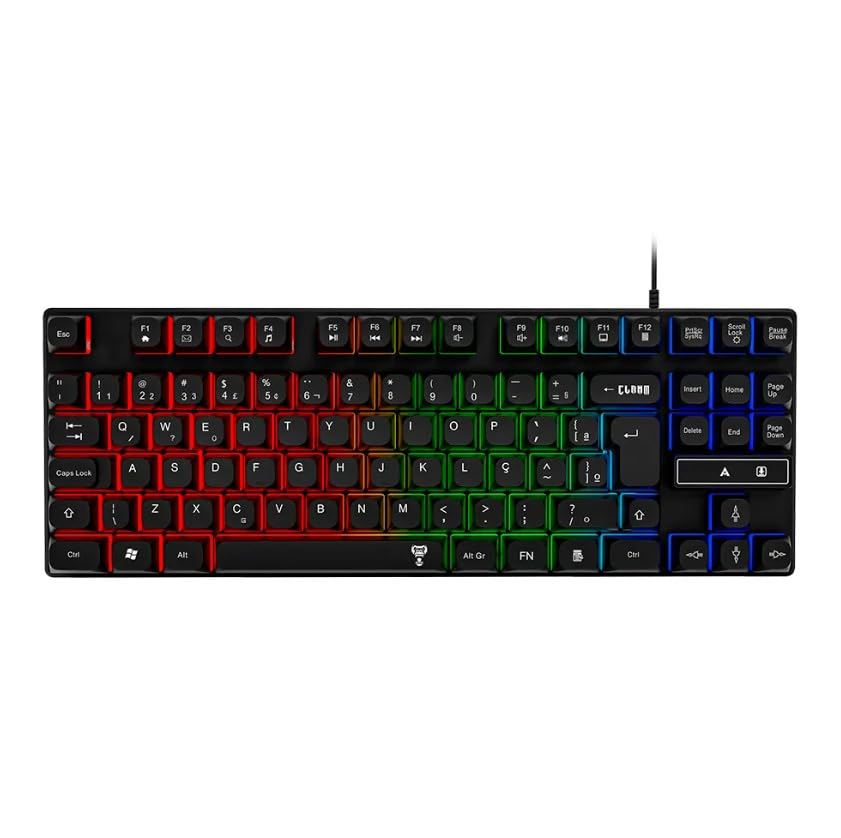 Teclado Gamer Clanm Rift 80% Membrana RGB ABNT2 Compacto USB LED Rainbow