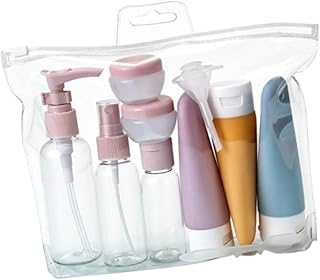 1 トラベルボトルセット 詰め替え可能 漏れ防止 シリコン製 容器キット 収納ポーチ付き 軽量 持ち運び便利 化粧品用 旅行に適用, モランディ