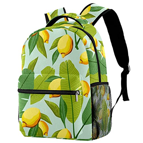 Sac à dos de voyage vert citron avec porte-bouteille pour filles et garçons