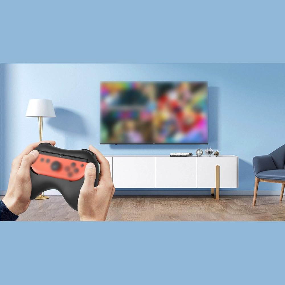 Impugnatura per Nintendo Switch2, accessori ergonomici per controller ABS, per Compact 14 x 10 x 3,5 cm, compatibile con console Switch 2, nero/per rosso-blu