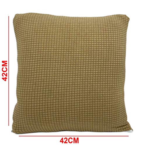 Image of House of Quirk Jacquard Throw Pillow Case Cushion Cover Home Sofa Decorative (Cover Only,No Insert)(16.5x16.5 inch / 42x42cm) (Beige, 2)