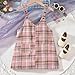 6T Toddler Little Girl V Neck Corduroy Pinafore Overall Jumper Dress Turtleneck Long Sleeve T-Shirt and Plaid Dresses Set 2 Pieces Fall Winter Outfits Size 6 Spring Clothes, 6-7 Years, Pink
