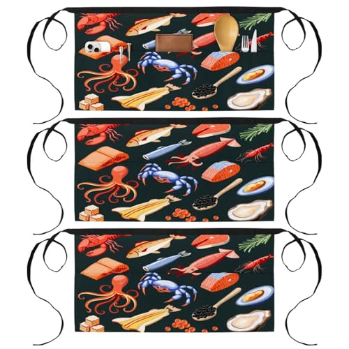 Tablier court de chef 3 poches pour éviter les taches en cuisine et pâtisserie