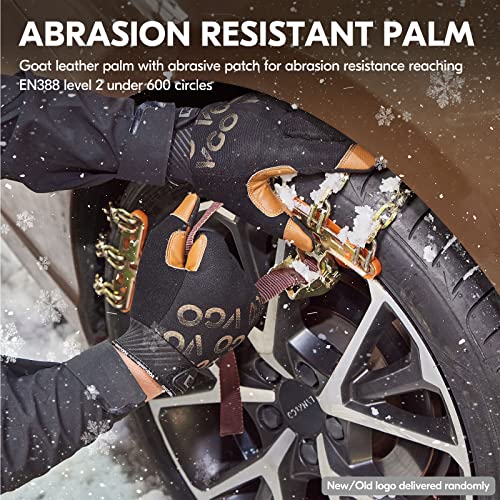 Vgo... 1-Pair -4℉ Or Above 3M Thinsulate C100 Winter Warm Waterproof Light Duty Mechanic Glove, High Dexterity, Anti-Abrasion, Rigger Glove (Size L, Brown, Ga9603Fw) #TOP4