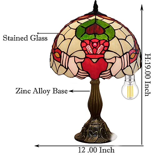Ky&Bosam Stained Glass Tiffany Crown Irish Celtic Table Lamp Desk Lamp Table Light St Patrick's Day Decoration 19 Inch Tall Glass 12 Inch Wide Lamp Shade Antique Zinc Base #TOP1