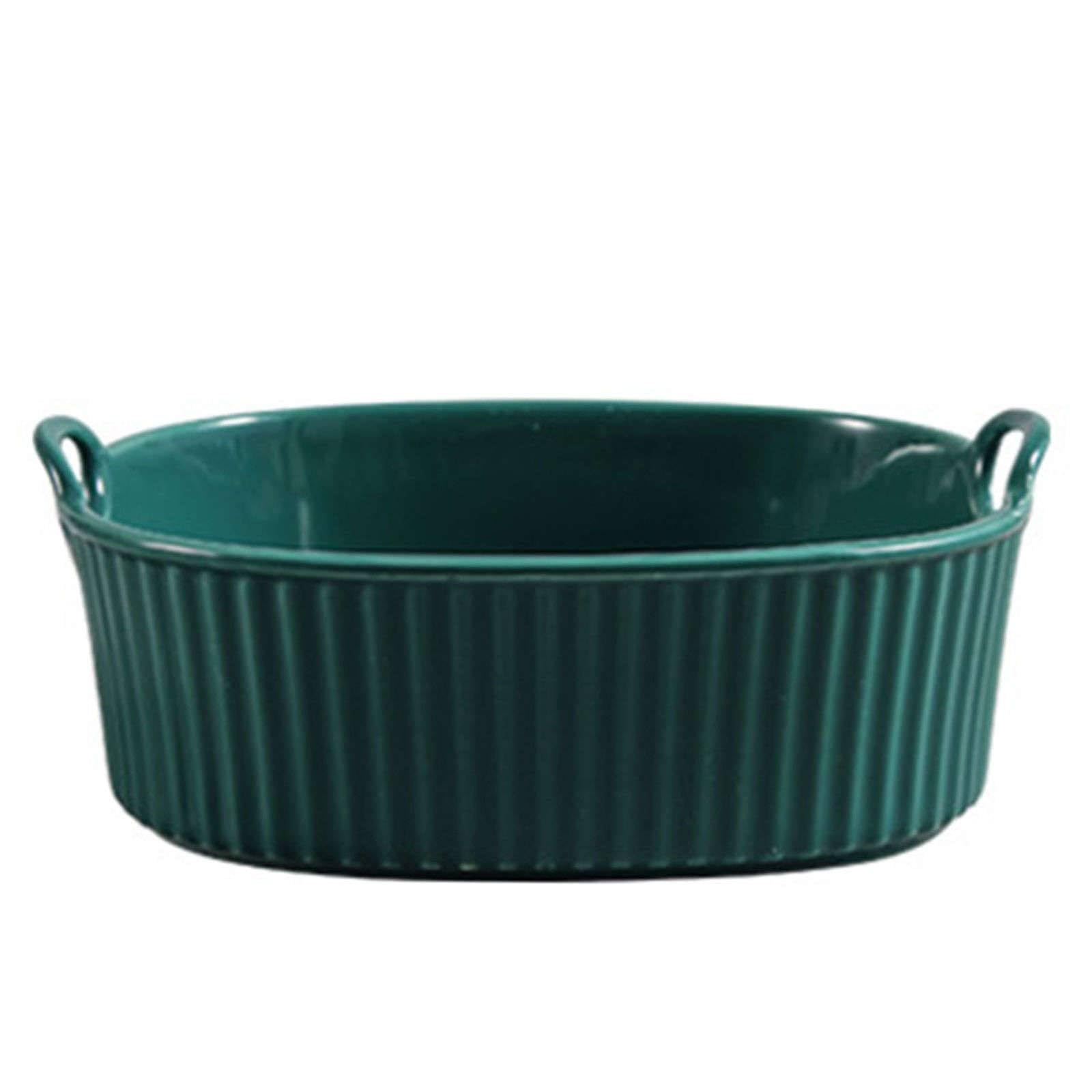 TYMYYS Rectangular Lasagne Pan With Handle, Small Ceramic Bakeware Pan For 1 Person, Porcelain Baking Dish Oven Proof-green-850ml, 20x19x6cm