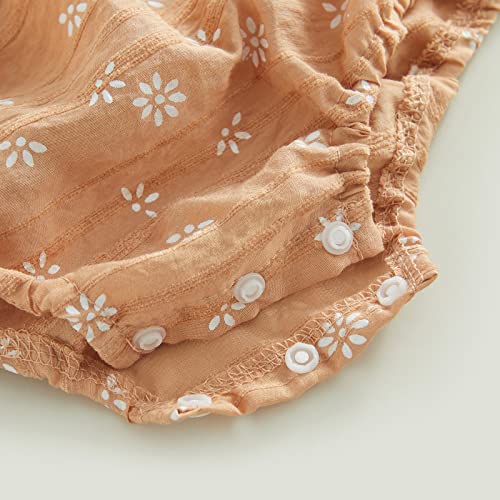 Kupretty Newborn Infant Baby Girl Summer Clothes Vintage Floral Romper Square Neck Short Sleeve Bodysuit Jumpsuit4