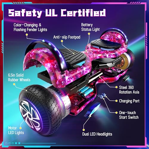 Image of SISIGAD Scooters for Kids Ages 7-12, with Built-in Bluetooth Speaker and 6.5 inch Colorful Lights Wheels, Safety Certified Self Balancing Scooter