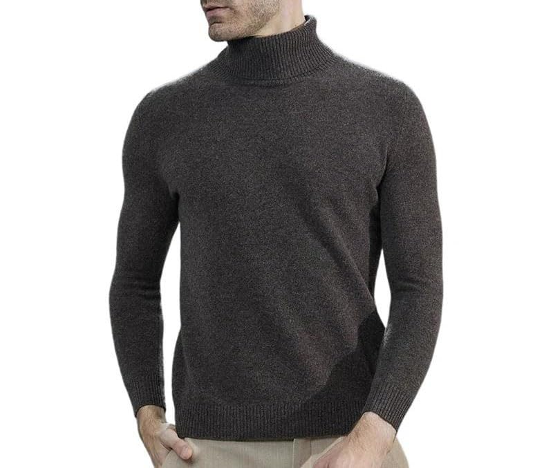 Men Knitted Sweaters Merino Wool High Neck Long-Sleeve Pullover3