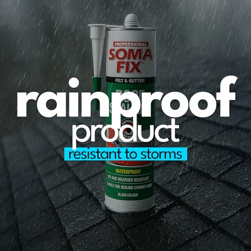 Image of Roof Sealant - Waterproof Sealant for Roof Shingles, Gutters, RV Roofs & Asphalt - Black Bitumen Cartridge (10.5 fl oz / 310 ml)