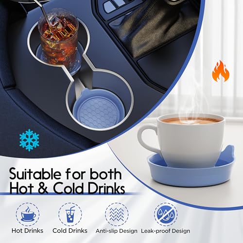 Image of Amooca Car Cup Coaster Universal Automotive Waterproof Non-Slip Cup Holders Sift-Proof Spill Holder Car Interior Accessories 4 Pack Gray Blue