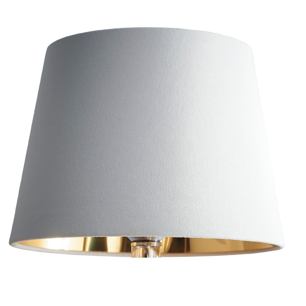 Britalia Cream Velvet Drum Lampshade, 30cm Diameter, Gold Inner, Modern Tapered Design