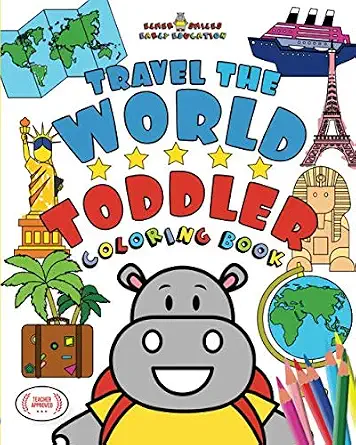 Elmer Smiles viaja por el mundo: libro para colorear para niños pequeños