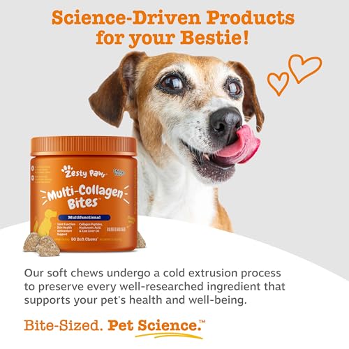 Zesty Paws Multivitamin Treats for Dogs, Glucosamine Chondroitin Joint Support + Digestive Enzymes & Probiotics, Grain Free Dog Vitamins and Supplements for Skin & Coat, Peanut Butter - 90ct - Image 7