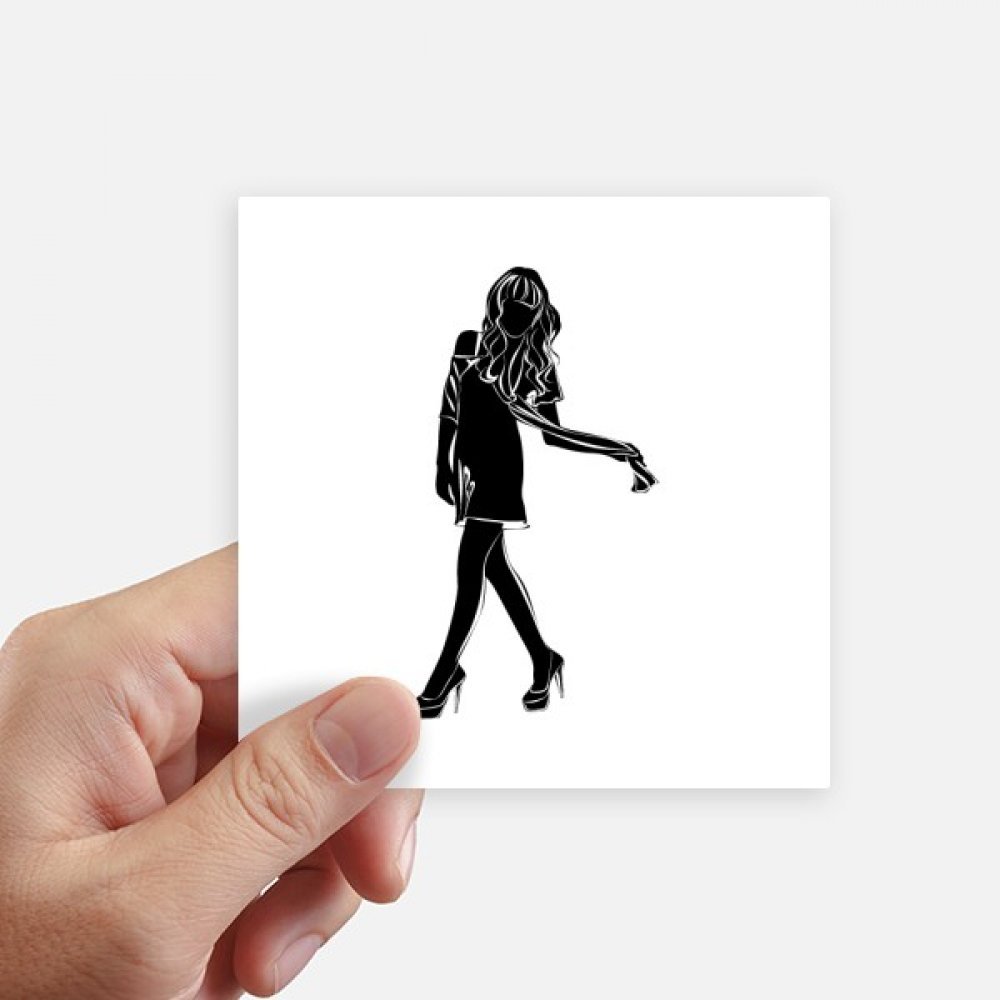 Autocollant carré de 10 cm silhouettes de femmes pour déco mur et ordinateur