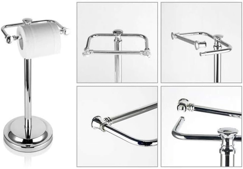Freestanding Stainless Steel Toilet Paper Holder, Adjustable Height, Heavy Base, for Kitchen and Bathroom, Roll Tissue Stand