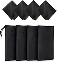 Vista 1 de Yogo Vision Microfiber Glasses Pouch n Cloth 4 Set Protect Eyewear Smudges Dirt Ultra-Soft Lens Cloth Bags w/Drawstrings
