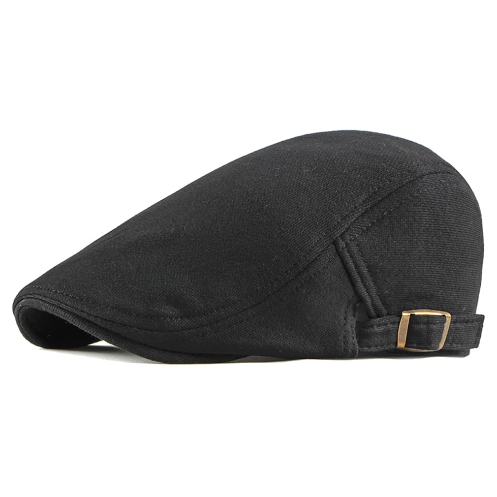 Quanhaigou Men's Cotton Flat Ivy Gatsby Newsboy Driving Hat Adjustable Irish Cabbie Ivy Driving Hunting Cap