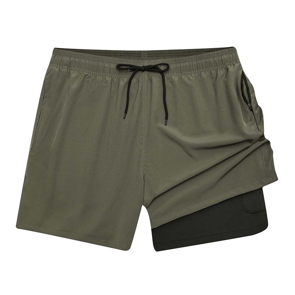 FREDRM Men's Swim Trunks with Compression Liner Quick Dry Bathing Suit