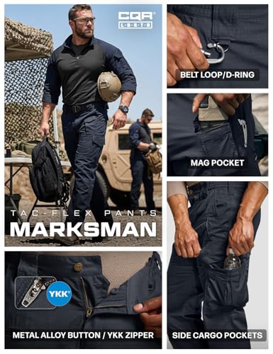 Image of CQR Men's Flex Ripstop Tactical Pants, Water Resistant Stretch Cargo Pants, Lightweight EDC Hiking Work Pants