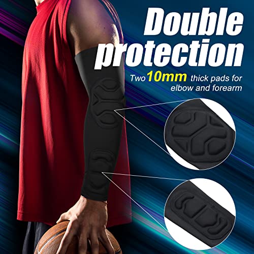2 Pcs Padded Arm Sleeve Elbow Forearm Sleeves Compression Elbow Pads Crashproof Arm Protective Support For Youth Adult Sports Football Basketball Volleyball Soccer (X-Large) #TOP3