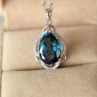 Luxuriöse, kreative Halskette mit blauem Zirkonia-Anhänger für Damen, wunderschöner Verlobungsschmuck