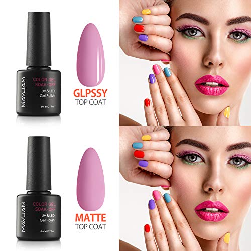 MAYJAM Gel Nagellack Set 6 Farben Semi-Permanent Nail Polish Set Beliebtes Gel Polish Set UV LED Soak Off Gel Polish Gel… – Bild 4