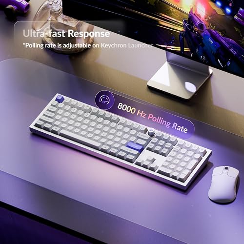 Image of Keychron Q6 HE Wired Hall Effect Keyboard, Rapid Trigger Magnetic Switch Keyboard Hot Swappable, 8000 Hz Polling Rate Full-Size Layout Aluminum, Custom RGB for Mac Windows Linux - White