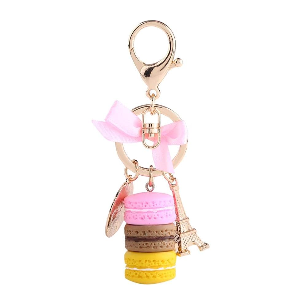 Alloy Macaroon Keyring Cute Colorful Macaroon Eiffel Tower Pendant Car Charm Decoration For Home Children Christmas Party Gift, Blue