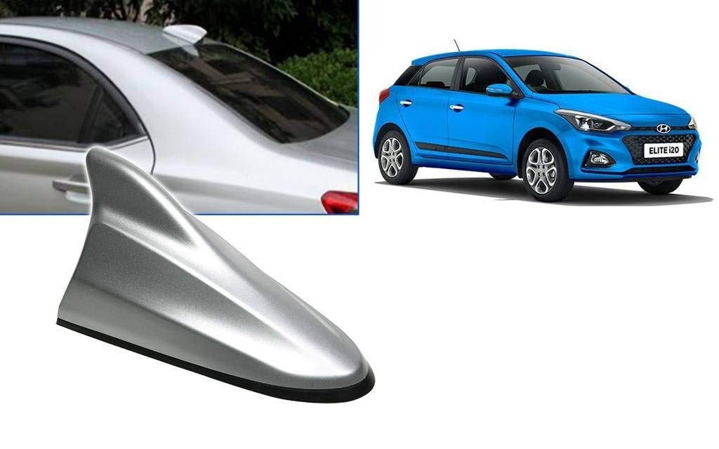 Universal Hub_Shark Fin Replacement Signal Receiver (AM/FM) Antenna for Hyundai I20 Elite 2018 (Silver) (Silver)