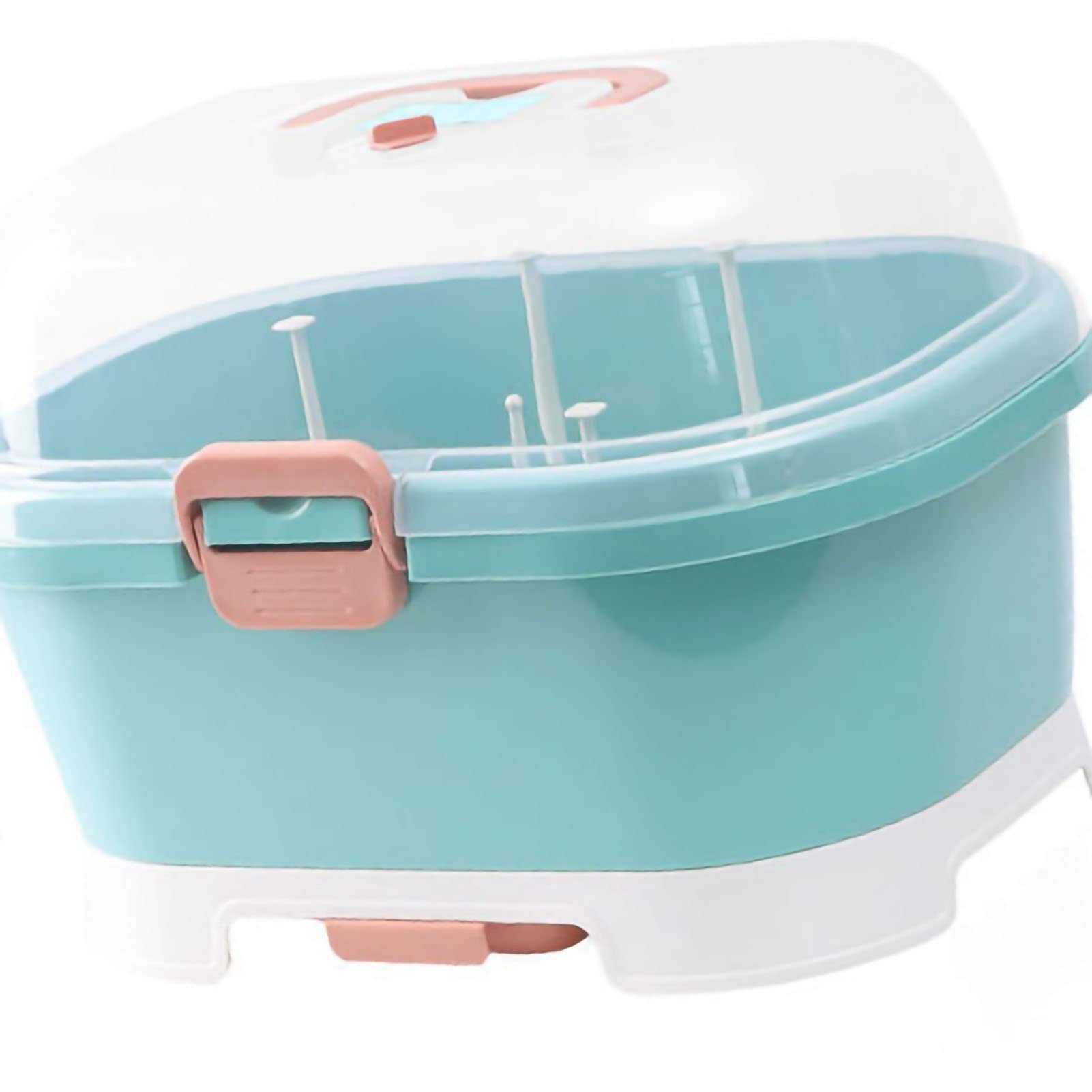 Serlium Boîte De Rangement pour Biberon, Protection Anti-Poussière Egouttoir Biberon Bebe Et Couverts pour Bébé, pour La Maison, La Cuisine, Les Voyages, L'extérieur（Vert Blanc）