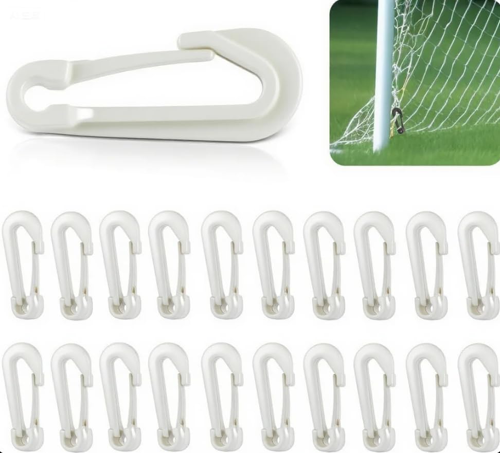 Football Net Clips,20Pcs Soccer Goal Net Clips Soccer Goal Accessories Plastic Net Clips White Football Net Clips for Football Soccer Tennis Nets Outdoor Sports Players Teammates Coaches