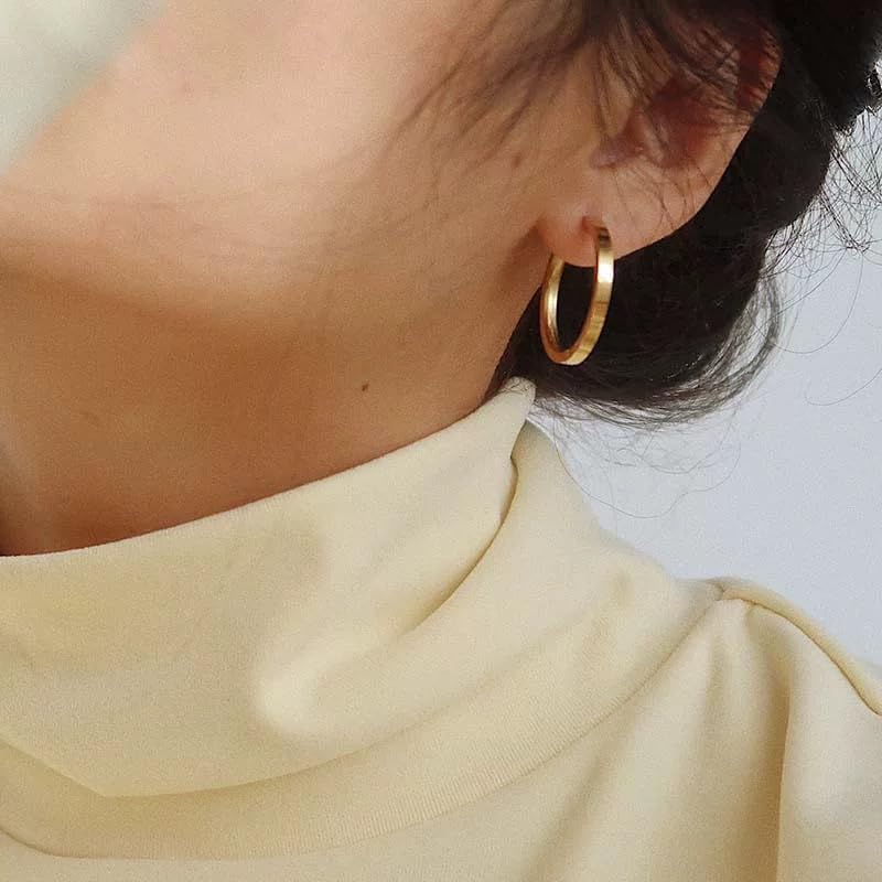 14K Gold Hoop Earrings for Women Trendy Gold Earrings for Women Polished Classic Dainty Womens Earring 2.0 Tube - Image 6