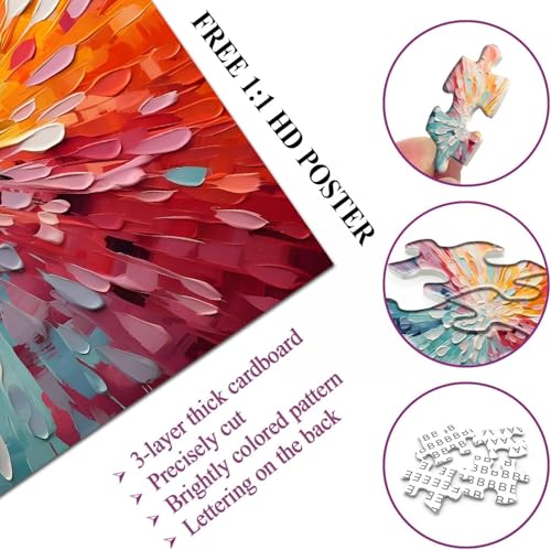 Image of iDream 1000 Pieces Jigsaw Puzzle - Artistic 3D Design, Colorful Wall Decor, Challenging Puzzle Gift for Friends & Family (Color Explosion)