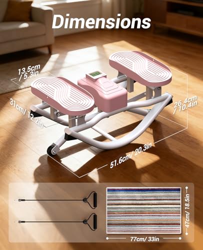 Image of Rock Stepper Side to Side Exercise Machine, Rocking Stepper for Home Gym with LCD Display & Resistance Bands, Low-Impact Step Rocker Workout Equipment Supports 330 lbs