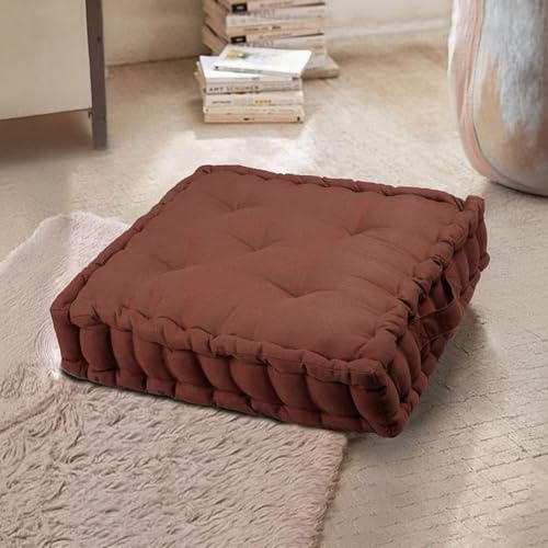 Image of PrettyKrafts Cotton Chair Pad | Chair Cushion Pad | Chair Cushion | Soft & Comfortable Sitting | Chair Cushion Pad for Sitting (40x40x8cm, Brown Large)