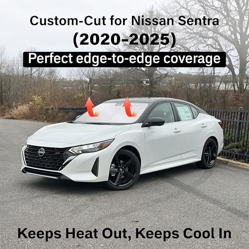Image of EcoNour Windshield Sun Shade Compatible for Nissan Sentra 2020-2024 2025 2026 | Sedan Front Window Sunshade | Foldable Sun Visor Cover | UV Protection & Heat Reduction