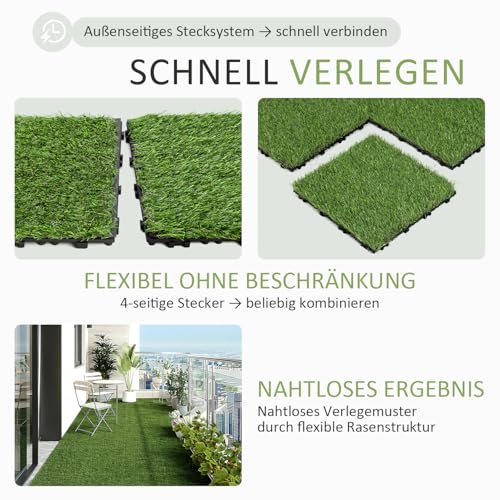 Revêtement de sol antidérapant pour balcon avec kit de dalles clipsables étanches 6m² - 6