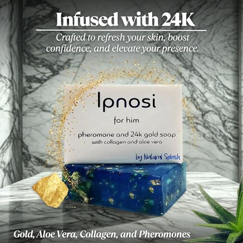 Natural Splash Body Care lpnosi Pheromone Soap Bar for Men, 24K Gold Flakes, Collagen & Aloe Vera Infused, Subtle Masculine Fragrance & Attraction-Boosting Grooming by Natural Splash