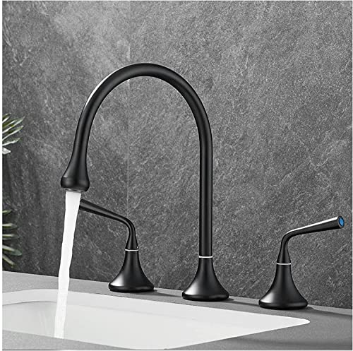 Grifo de baño generalizado Ksunun, grifo del lavabo del baño con bouceta giratoria de 360 ​​°, grifos de baño para fregadero de 3 orificios, doble manejo de la batería del tocador, grifo del lavabo