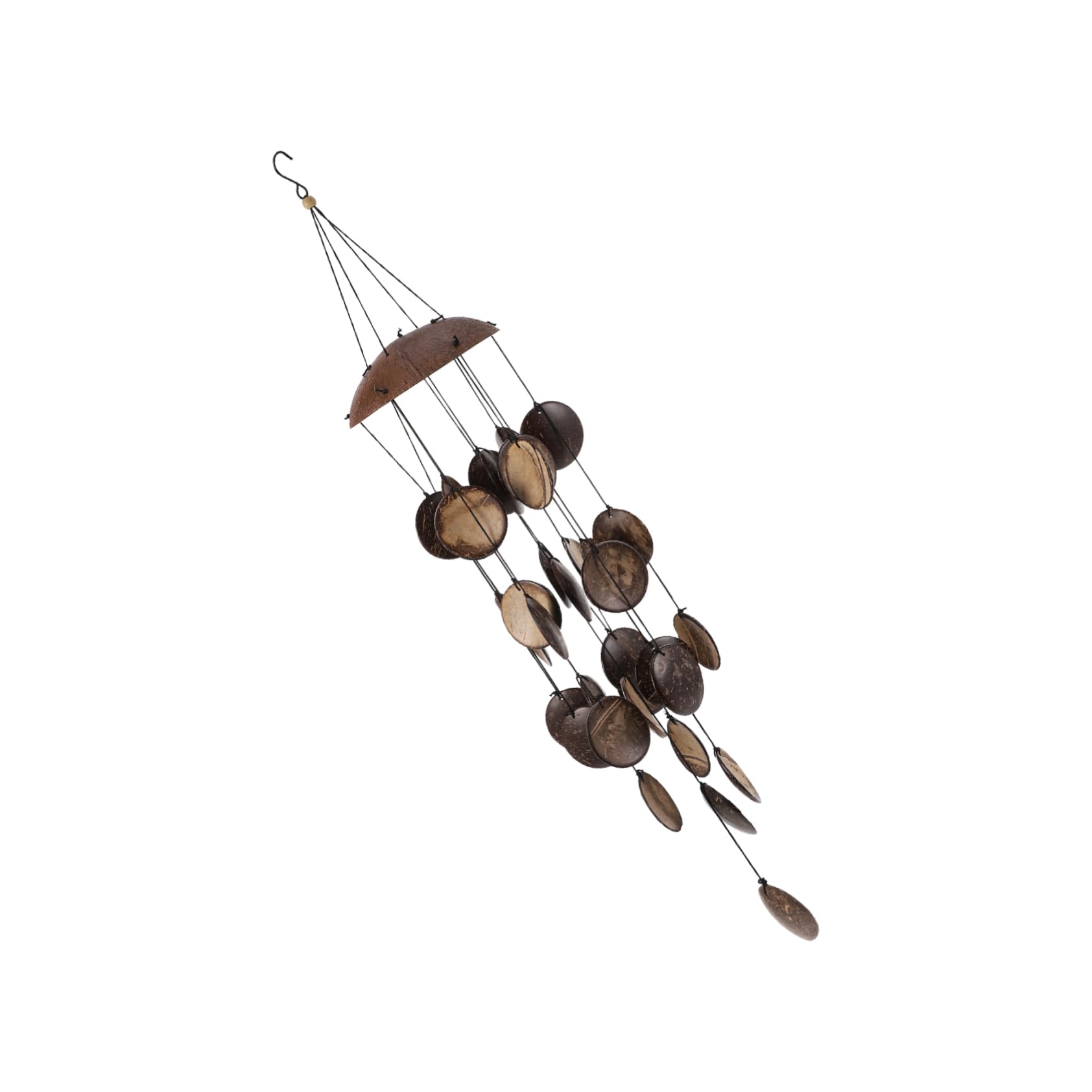 UKCOCO Campanelli Vento Creativi in Guscio di Cocco Marrone, Decorazione da Appendere per Giardino, Allevia Stress e Rispetta L'ambiente