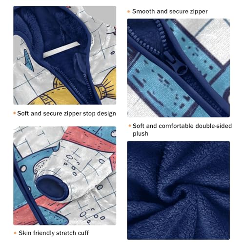 Submarine Doodle Girls Fleece Jacket Girls Fall Jacket Girls Zip Up Hoodie Girls Sherpa Jacket 2-10T3